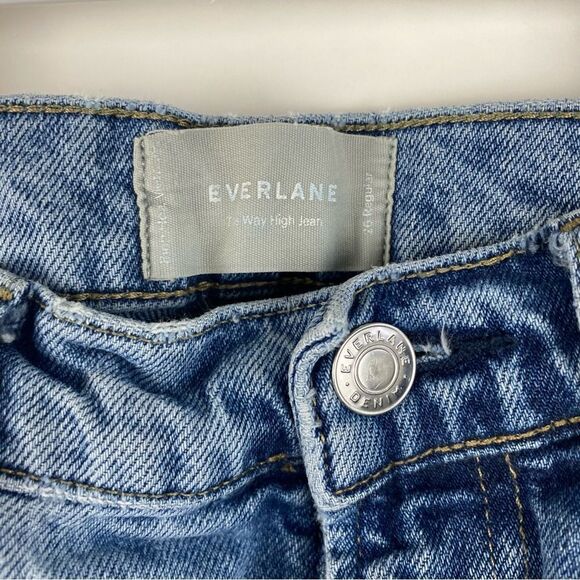 Everlane The Way High Jeans Distressed Hem Straight Wide Leg - Picture 2 of 5